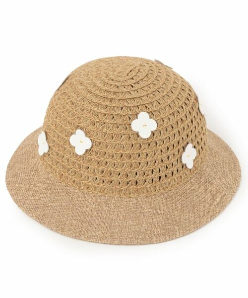 petit main / プティマイン ベビー・キッズグッズ | 【リンク】お花つき雑材ハット（ベージュ）