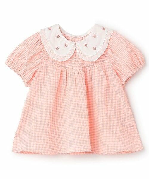 petit main / プティマイン Tシャツ | 【WEB限定】衿ハート刺しゅうチュニック（ピーチ）