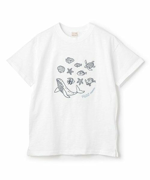 petit main / プティマイン Tシャツ | 【WEB限定】【接触冷感】海刺しゅう半袖Tシャツ(ジュニア)（オフ ホワイト）