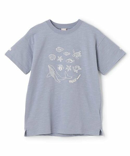 petit main / プティマイン Tシャツ | 【WEB限定】【接触冷感】海刺しゅう半袖Tシャツ(ジュニア)（ブルー）