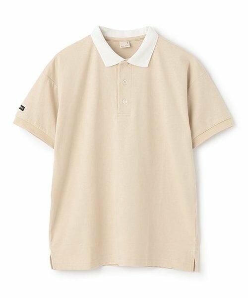 petit main / プティマイン Tシャツ | 【WEB限定】【接触冷感】ポロ衿配色Tシャツ(ジュニア)（薄ベージュ）