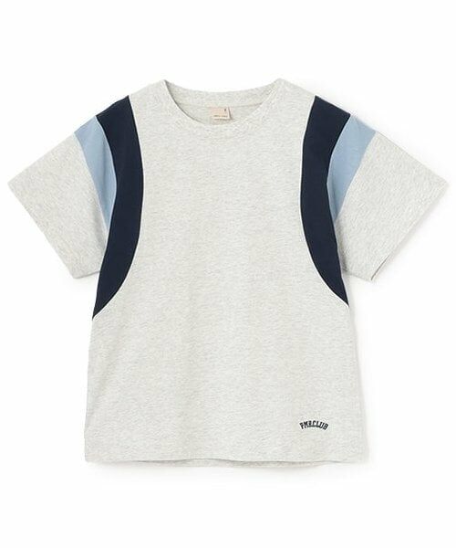 petit main / プティマイン Tシャツ | 【WEB限定】【接触冷感】袖ライン配色Tシャツ(ジュニア)（シロ杢）