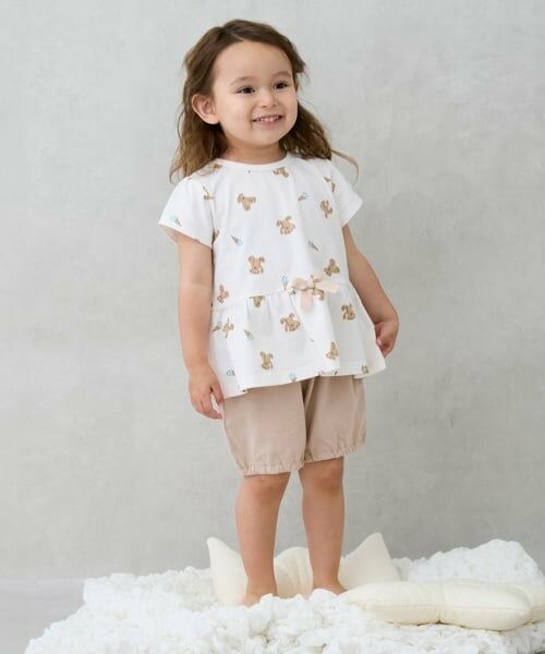 petit main / プティマイン ルームウェア | 【WEB限定】GIRLS半袖パジャマ（ベージュ）