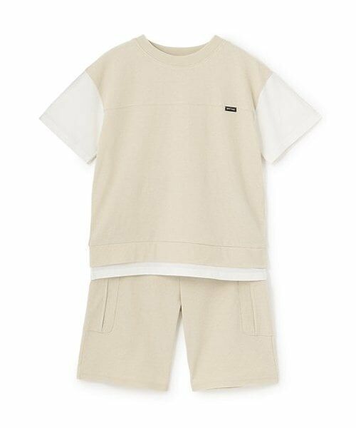 petit main / プティマイン ミニ丈・ひざ丈ワンピース | 【WEB限定】【接触冷感】ドッキングカットセットアップ(ジュニア)（薄ベージュ）