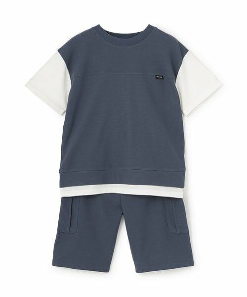 petit main / プティマイン ミニ丈・ひざ丈ワンピース | 【WEB限定】【接触冷感】ドッキングカットセットアップ(ジュニア)（ブルー）