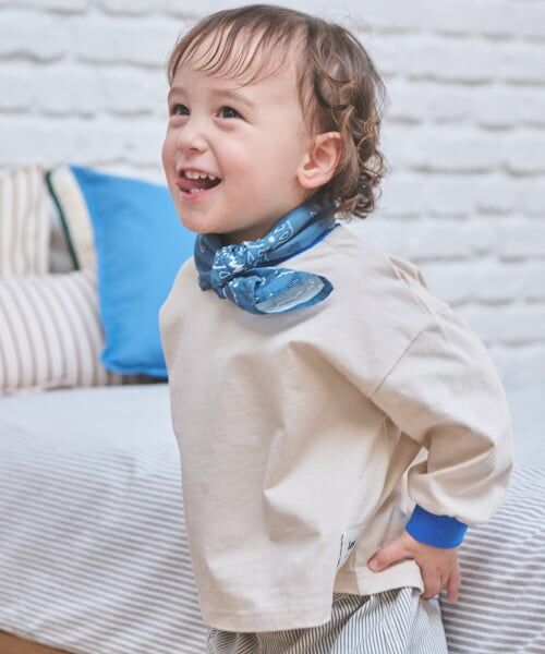 petit main / プティマイン Tシャツ | 【Lee】バンダナ付きビッグシルエット長袖T（生成）