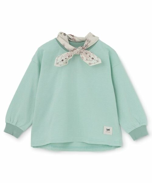 petit main / プティマイン Tシャツ | 【Lee】バンダナ付きビッグシルエット長袖Tシャツ（エメラルド グリーン）