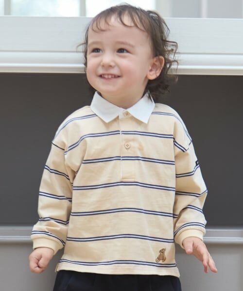 petit main / プティマイン Tシャツ | 【リンク】ボーダーラガー長袖Tシャツ（クリーム）