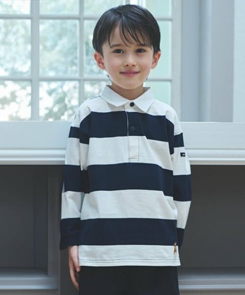 petit main / プティマイン Tシャツ | 【リンク】ボーダーラガー長袖Tシャツ（紺）