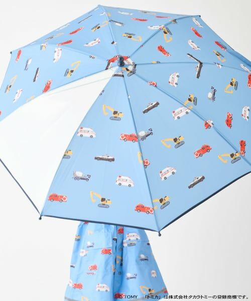 petit main / プティマイン 傘 | 【TOMICA】総柄傘（ブルー グレー）