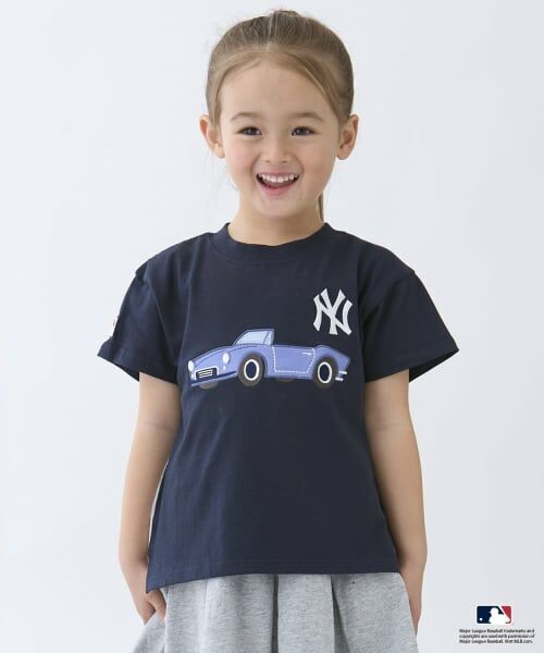 petit main / プティマイン Tシャツ | 【MLB】車アップリケTシャツ（紺）
