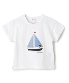 petit main / プティマイン Tシャツ | 【リンク】ヨット/車アップリケ半袖Tシャツ