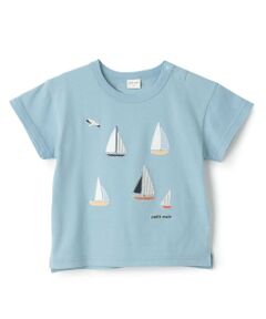 petit main / プティマイン Tシャツ | 【リンク】ヨット/車アップリケ半袖Tシャツ