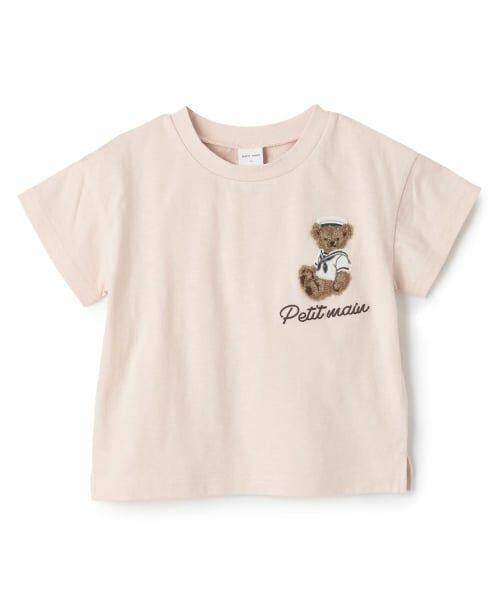 petit main / プティマイン Tシャツ | くまマリン半袖Tシャツ（ライト ピンク）