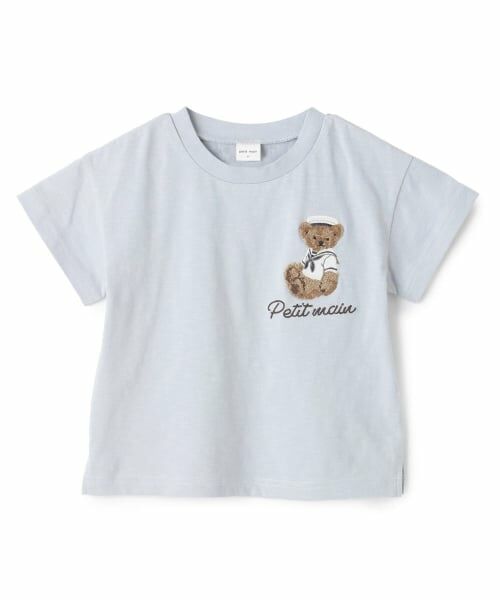 petit main / プティマイン Tシャツ | くまマリン半袖Tシャツ（ライト ブルー）