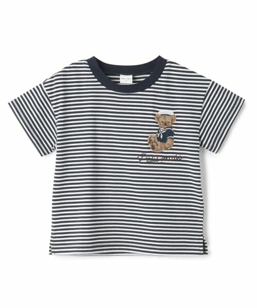 petit main / プティマイン Tシャツ | くまマリン半袖Tシャツ（ボーダー）