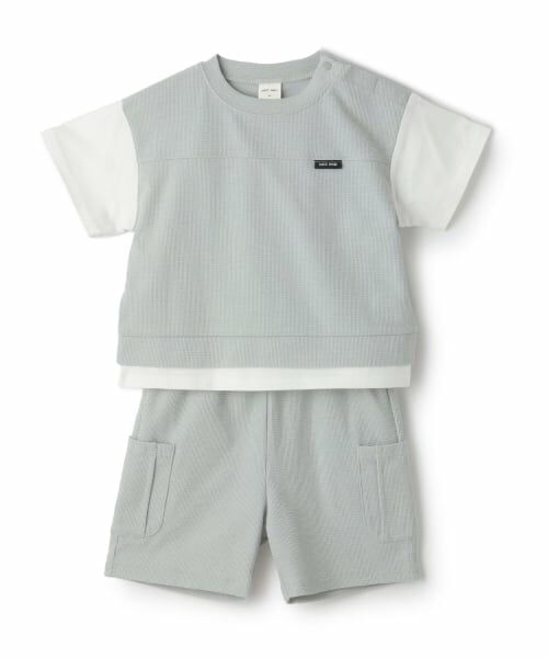 petit main / プティマイン Tシャツ | 【接触冷感】ドッキングカットセットアップ（エメラルド グリーン）