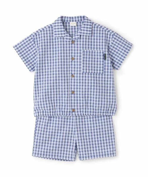 petit main / プティマイン シャツ・ブラウス | チェック布帛セットアップ（ブルー）