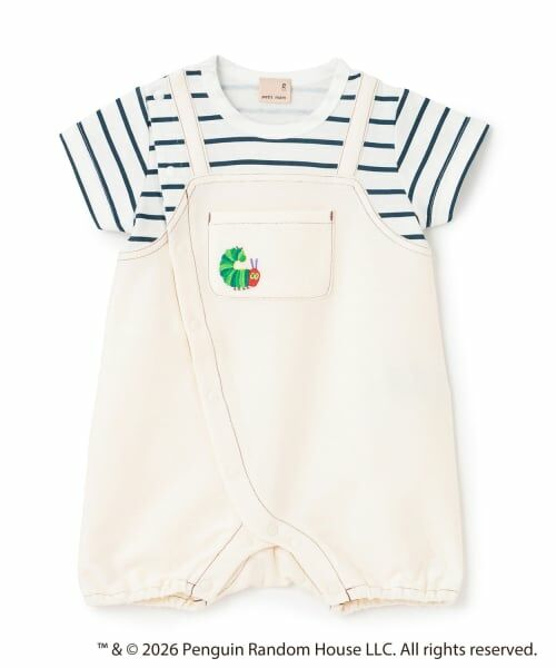 petit main / プティマイン ロンパース | 【はらぺこあおむし】サロペ風カバーオール（オフ ホワイト）