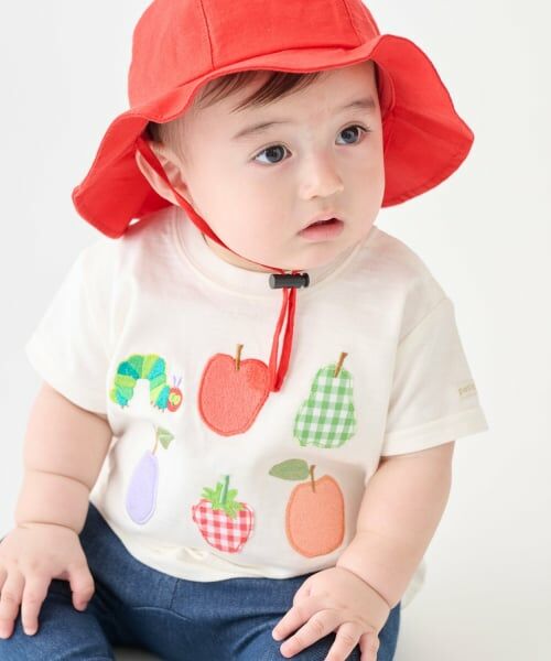 petit main / プティマイン ベビー・キッズウエア | 【はらぺこあおむし】フルーツアップリケ半袖Tシャツ | 詳細1