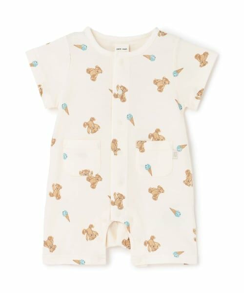 petit main / プティマイン ロンパース | 半袖カバーオール(オフ ホワイト)