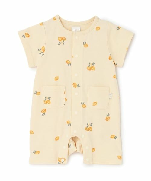 petit main / プティマイン ロンパース | 半袖カバーオール(クリーム)