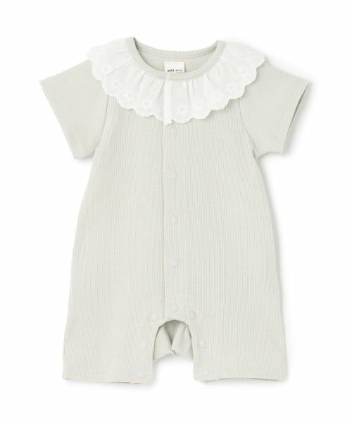 petit main / プティマイン ロンパース | 半袖カバーオール(ライト グリーン)