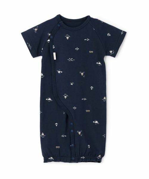 petit main / プティマイン ロンパース | 半袖2WAYオール（紺）