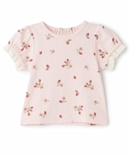 petit main / プティマイン ベビー・キッズウエア | 【プティプラ】袖フリル半袖Tシャツ（ピンク）
