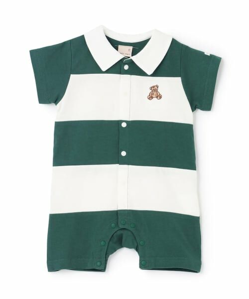 petit main / プティマイン ロンパース | 切り替えラガーカバーオール（グリーン）