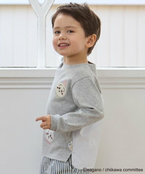 petit main / プティマイン Tシャツ | 【アニメちいかわ】お顔モチーフ長袖Tシャツ | 詳細3