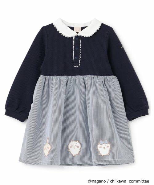 petit main / プティマイン ミニ丈・ひざ丈ワンピース | 【ちいかわ】ドッキングワンピース（紺）