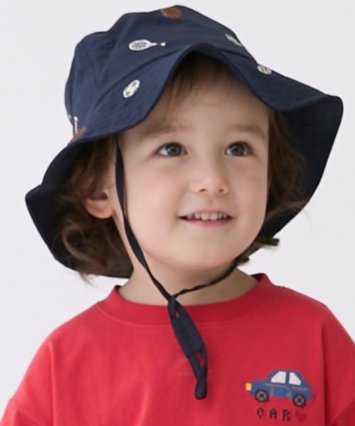 petit main / プティマイン ハット | 【遮熱】刺しゅうバケットハット(紺)