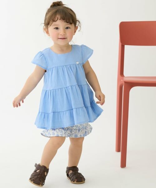 petit main / プティマイン ショート・ハーフ・半端丈パンツ | 【水陸両用】フリルショートパンツ（サックス）