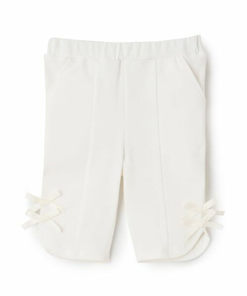 petit main / プティマイン その他パンツ | 【防汚加工/スマイル】7分リボンパンツ（オフ ホワイト）