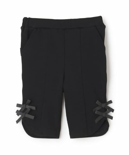petit main / プティマイン その他パンツ | 【防汚加工/スマイル】7分リボンパンツ（黒）