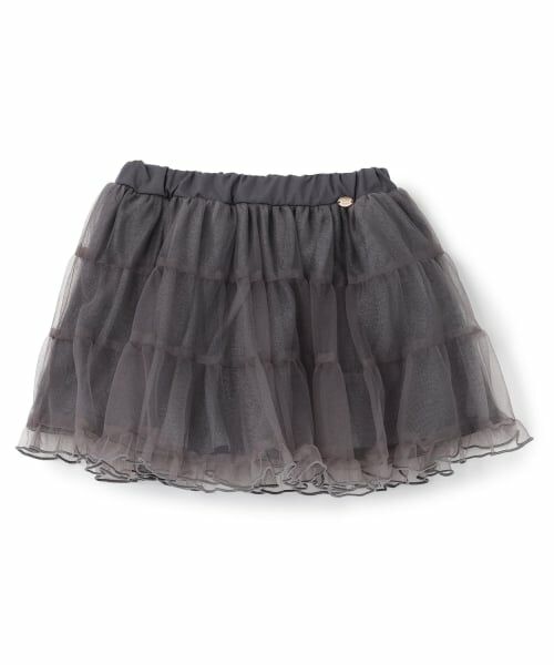 petit main / プティマイン ミニ・ひざ丈スカート | チュールスカート（チャコール）