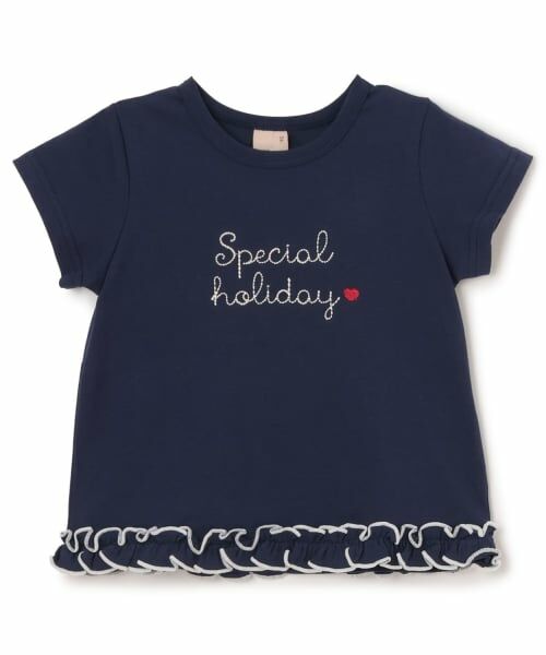 petit main / プティマイン Tシャツ | 【プティプラ】GIRLS 半袖Tシャツ（紺）