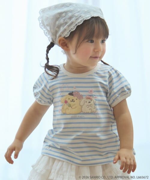 petit main / プティマイン Tシャツ | 【サンリオキャラクターズ】お花見Tシャツ(ブルー)