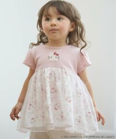 petit main / プティマイン ミニ丈・ひざ丈ワンピース | 【サンリオキャラクターズ】花柄チュールドッキングTシャツ