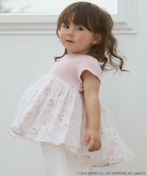 petit main / プティマイン Tシャツ | 【サンリオキャラクターズ】花柄チュールドッキングTシャツ | 詳細1