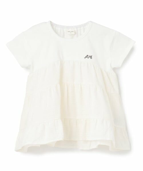 petit main / プティマイン Tシャツ | 【リンク】ドッキングティアードTシャツ（アイボリー）