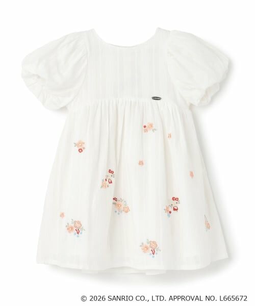 petit main / プティマイン ミニ丈・ひざ丈ワンピース | 【サンリオキャラクターズ】刺しゅうパフワンピース（アイボリー）