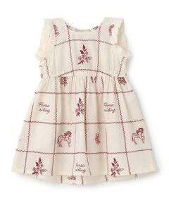 petit main / プティマイン ミニ丈・ひざ丈ワンピース | 【リンク】インド綿刺しゅうワンピース