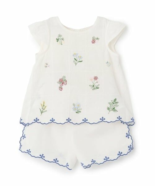 petit main / プティマイン Tシャツ | 【リンク】インド綿刺しゅうセットアップ(オフ ホワイト)