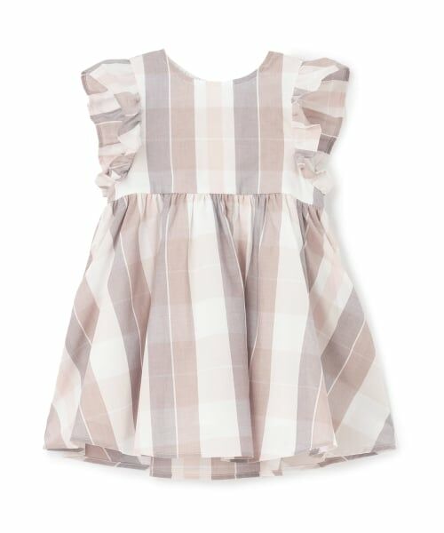 petit main / プティマイン ミニ丈・ひざ丈ワンピース | 【リンク】チェックフレアワンピース（モカ茶）