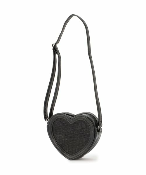 petit main / プティマイン ショルダーバッグ | ハートポシェット（黒）