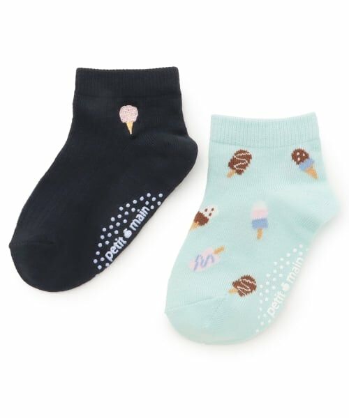 petit main / プティマイン ソックス | GIRLS吸水速乾ソックス2P（インク ブルー）