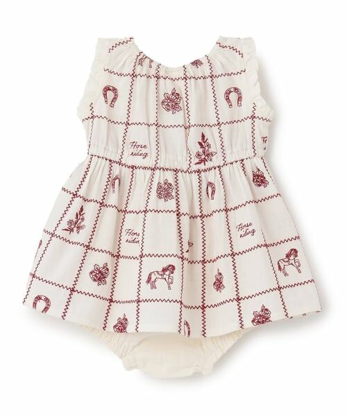 petit main / プティマイン ベビー・キッズウエア | 【リンク】インド綿モチーフ刺しゅうOPセットアップ | 詳細1