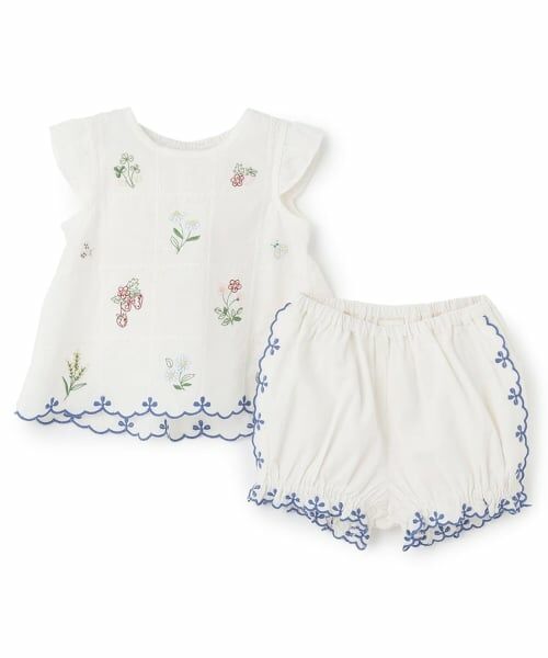 petit main / プティマイン ベビー・キッズウエア | 【リンク】インド綿ボダニカル刺しゅうセットアップ | 詳細2